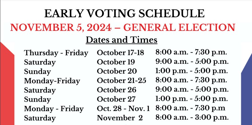 BOE Early Voting Schedule